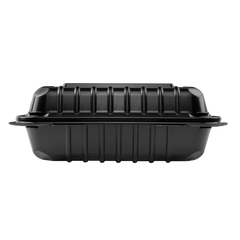 Wholesale 8'' x 8" Black PP Hinged Container, 1 compartment - 250 ct