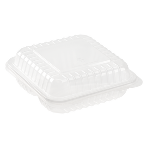 Wholesale 8'' x 8'' 3C PP Plastic Hinged Container 3 Compartments - 250 ct
