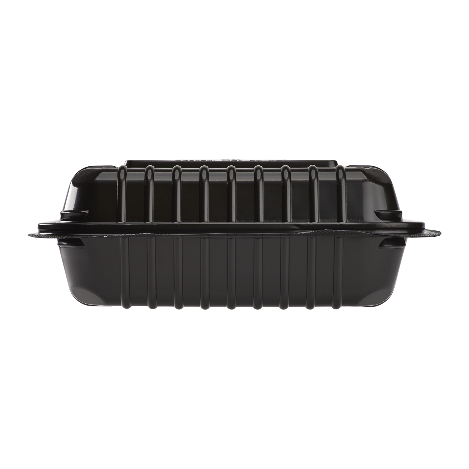 Wholesale 8'' x 8" Black PP Plastic Hinged Container, 3 compartment - 250 ct
