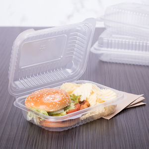 Wholesale 9'' x 6" PP Plastic Hinged Container, 1 compartment - 250 ct