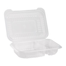 Load image into Gallery viewer, Wholesale 9&#39;&#39; x 6&quot; PP Plastic Hinged Container, 2 compartment - 250 ct
