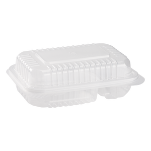 Wholesale 9'' x 6" PP Plastic Hinged Container, 2 compartment - 250 ct