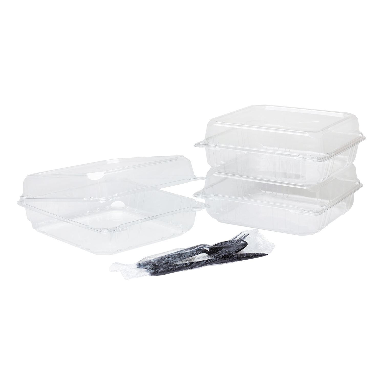 Wholesale 9''x9'' PET Plastic Hinged Containers - 200 ct