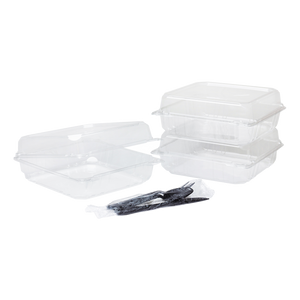 Wholesale 9''x9'' PET Plastic Hinged Containers - 200 ct