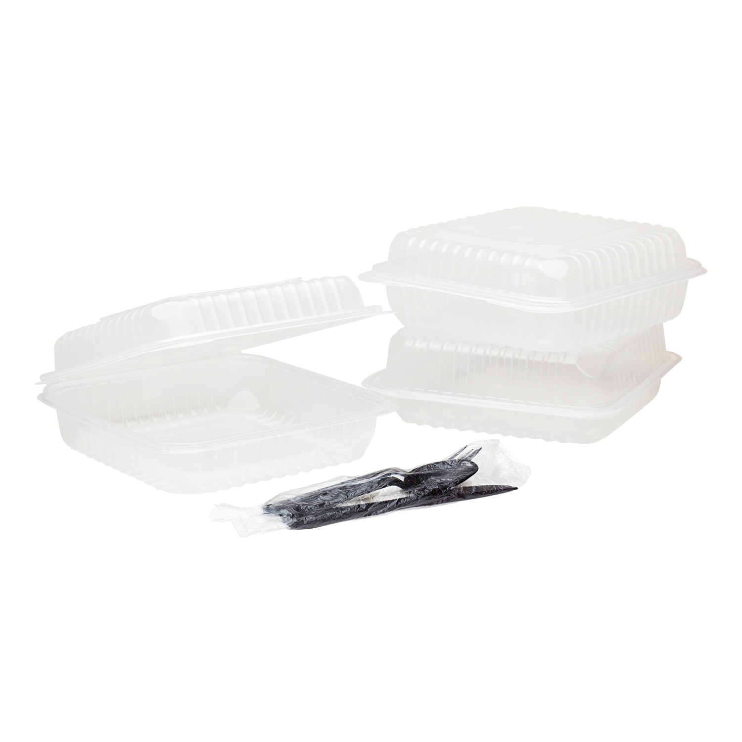 Wholesale 9"x 9" PP Plastic Hinged Containers - 200 ct