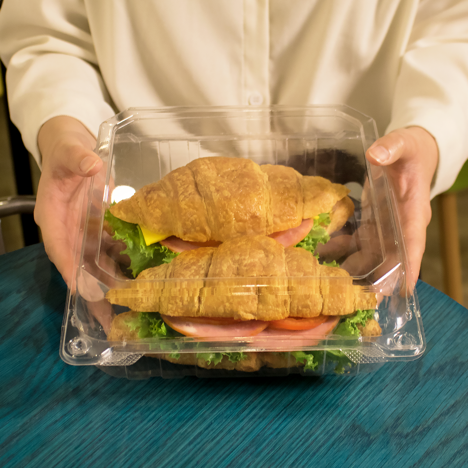 Wholesale 9''x9'' PET Plastic Hinged Containers - 200 ct