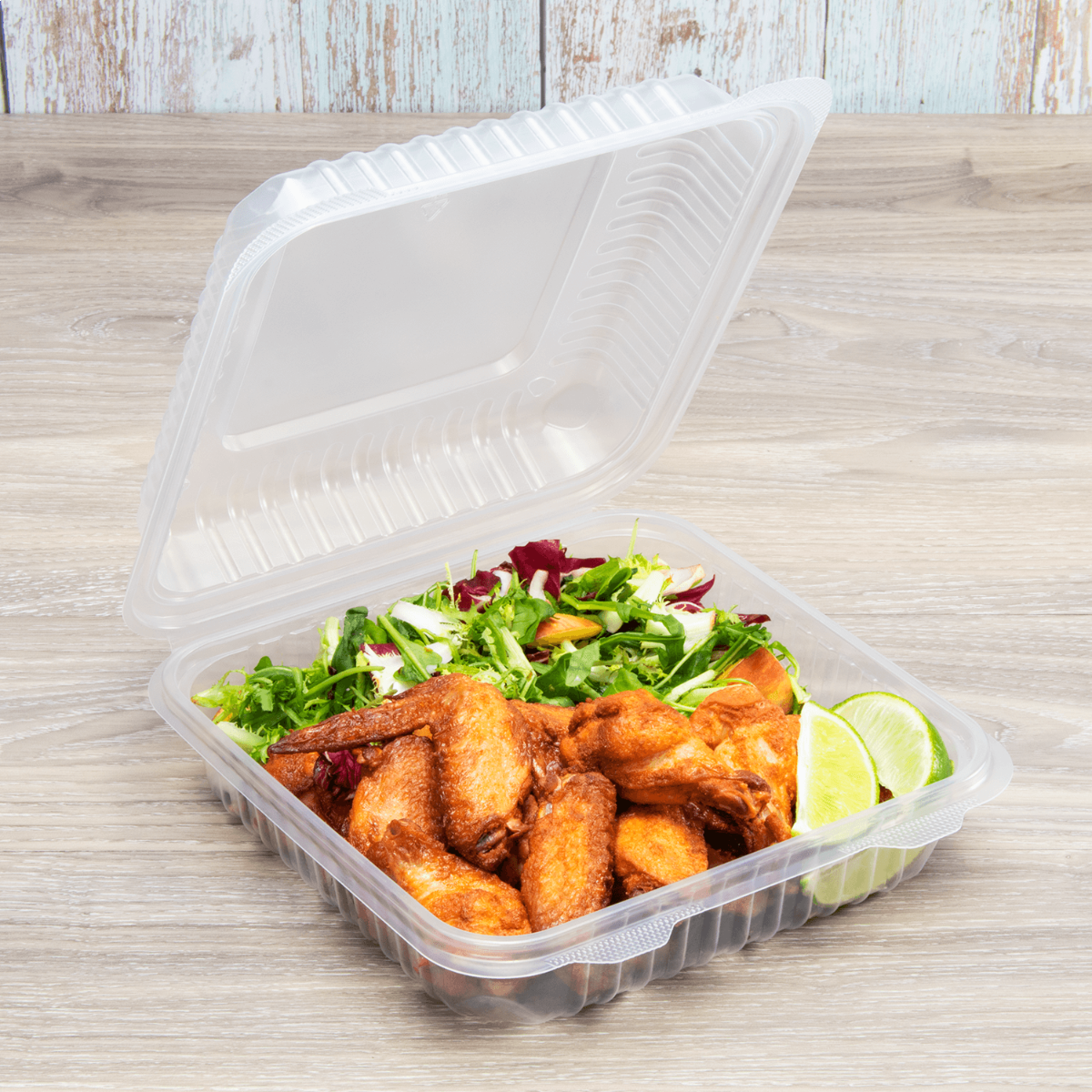 Wholesale 9"x 9" PP Plastic Hinged Containers - 200 ct