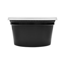 Load image into Gallery viewer, Wholesale 12 oz Black PP Injection Molded Round Deli Containers with Lids - 240 Sets
