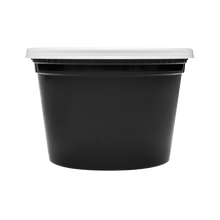 Load image into Gallery viewer, Wholesale 16 oz Black PP Injection Molded Round Deli Containers with Lids - 240 Sets

