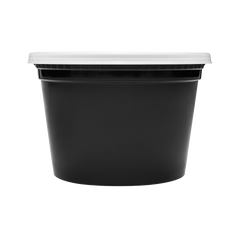 Wholesale 16 oz Black PP Injection Molded Round Deli Containers with Lids - 240 Sets