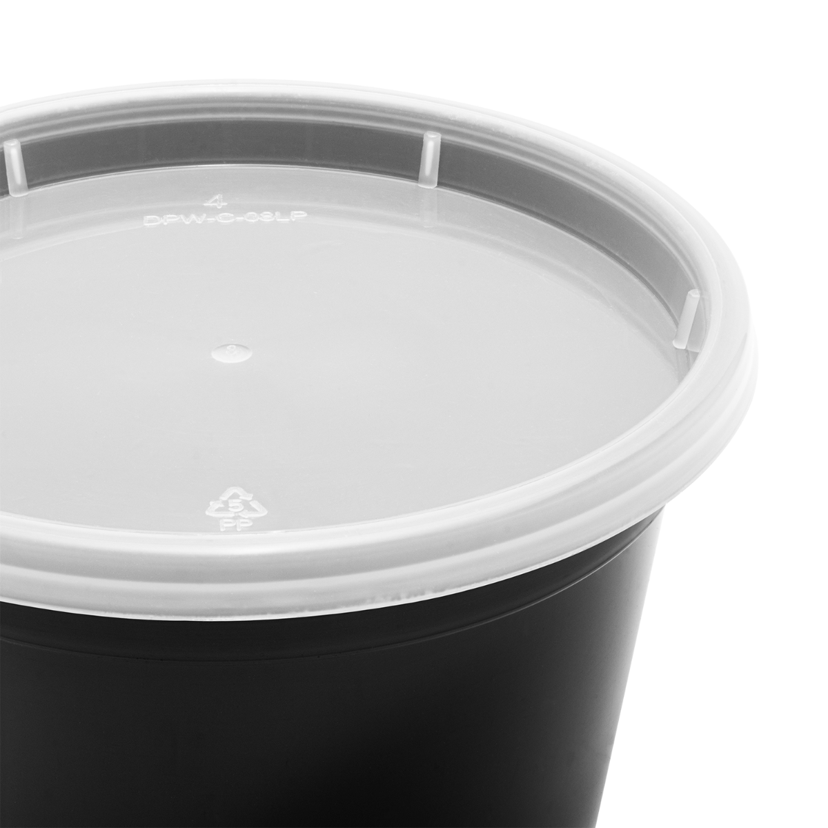 Wholesale 16 oz Black PP Injection Molded Round Deli Containers with Lids - 240 Sets