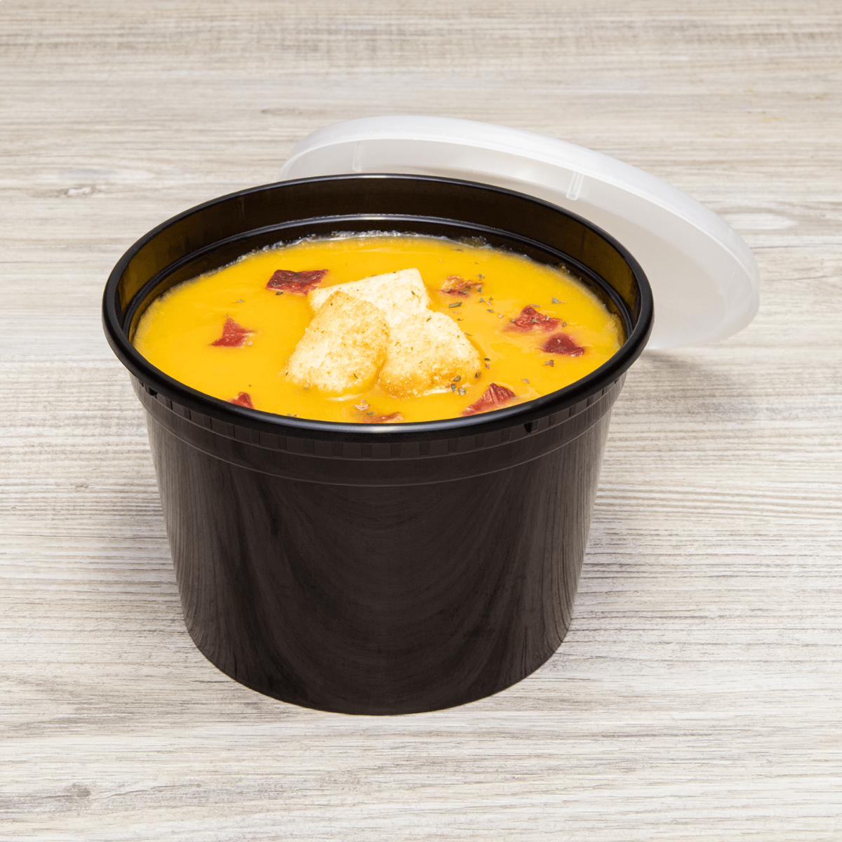 Wholesale 16 oz Black PP Injection Molded Round Deli Containers with Lids - 240 Sets