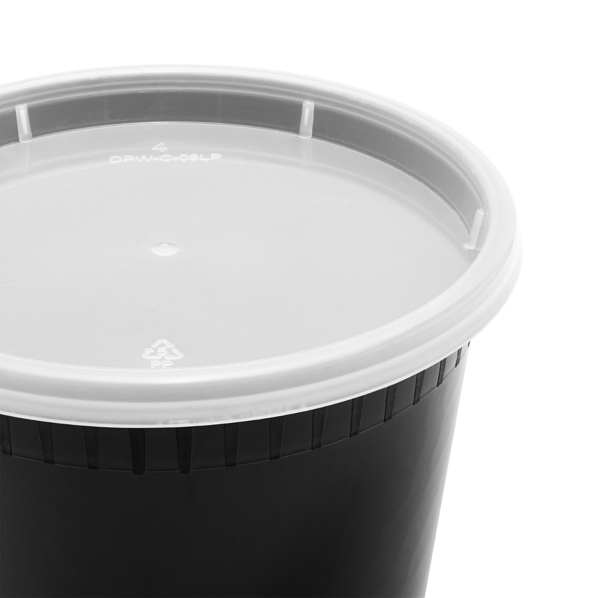 Wholesale 24 oz Black PP Injection Molded Round Deli Containers with Lids - 240 Sets
