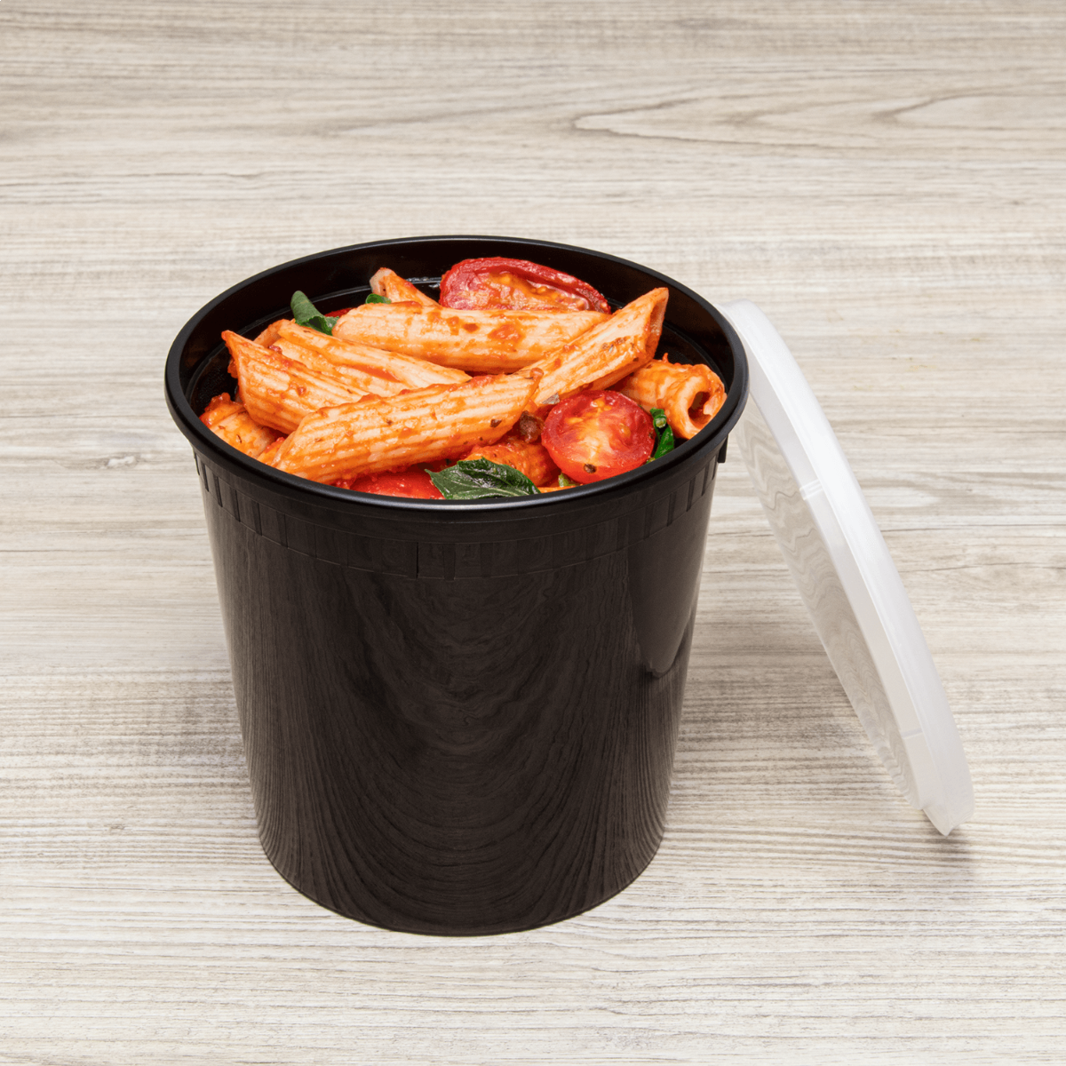 Wholesale 24 oz Black PP Injection Molded Round Deli Containers with Lids - 240 Sets