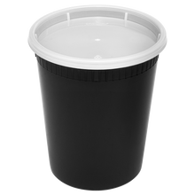 Load image into Gallery viewer, Wholesale 32 oz Black PP Injection Molded Round Deli Containers with Lids - 240 Sets
