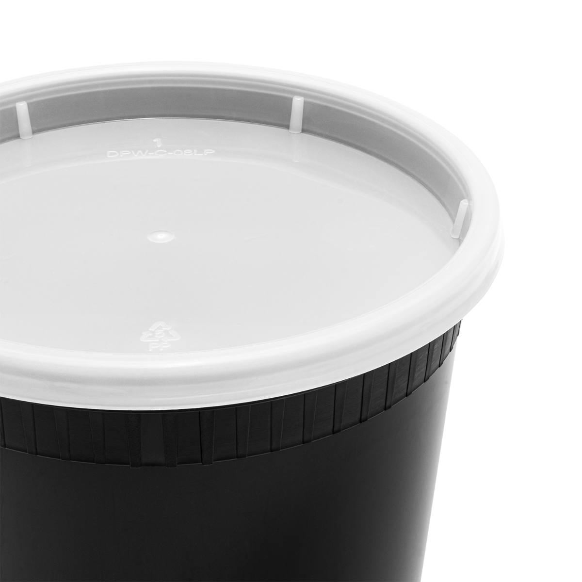 Wholesale 32 oz Black PP Injection Molded Round Deli Containers with Lids - 240 Sets