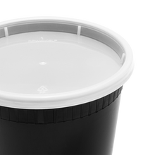 Load image into Gallery viewer, Wholesale 32 oz Black PP Injection Molded Round Deli Containers with Lids - 240 Sets
