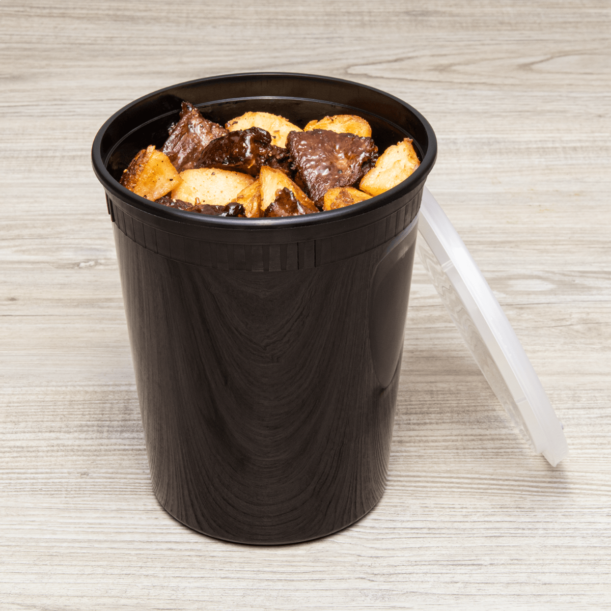 Wholesale 32 oz Black PP Injection Molded Round Deli Containers with Lids - 240 Sets