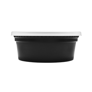 Wholesale 8 oz Black PP Injection Molded Round Deli Containers with Lids - 240 Sets