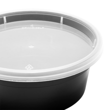 Load image into Gallery viewer, Wholesale 8 oz Black PP Injection Molded Round Deli Containers with Lids - 240 Sets
