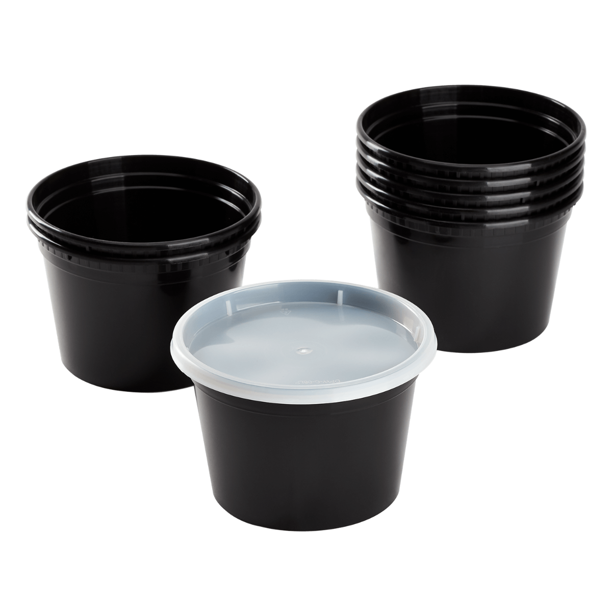 Wholesale 16 oz Black PP Injection Molded Round Deli Containers with Lids - 240 Sets