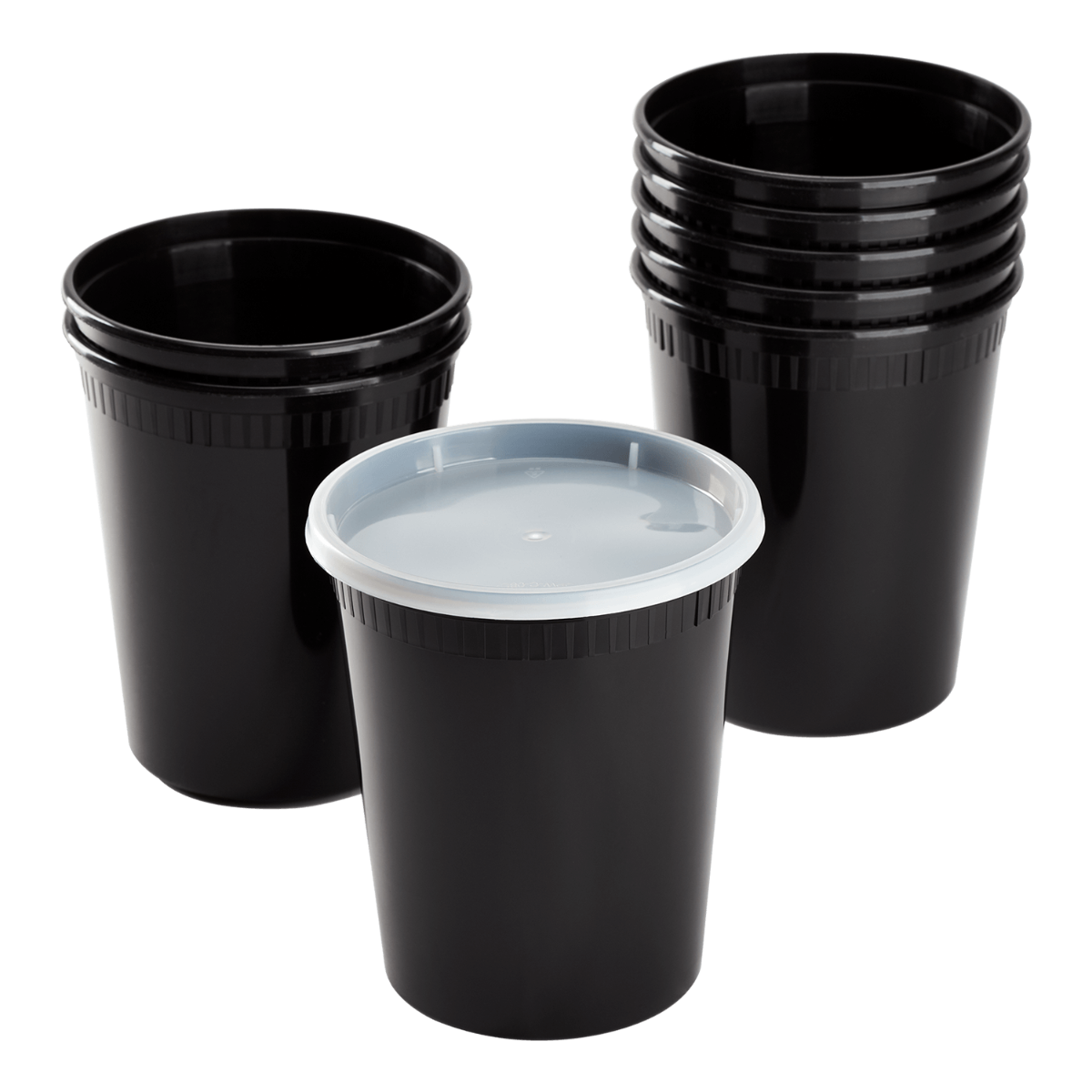 Wholesale 32 oz Black PP Injection Molded Round Deli Containers with L 