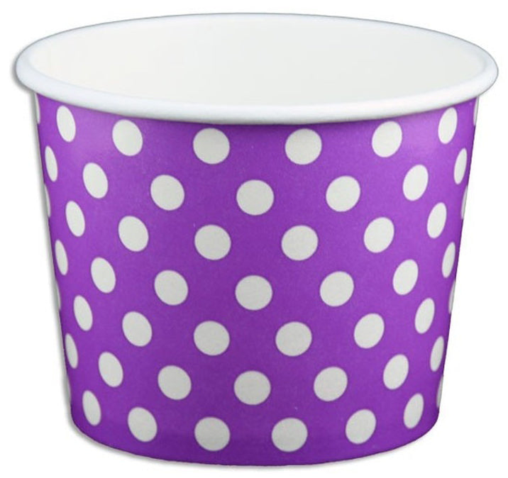 12 oz Purple Polka Dot Ice Cream Paper Cups - 1000ct