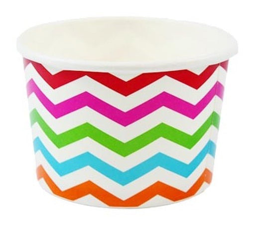 4 oz ZigZag White Multicolor Ice Cream Paper Cups - 1000ct