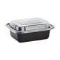Wholesale 12oz PP Plastic Microwavable Rectangular Food Containers & Lids Black - 150 ct
