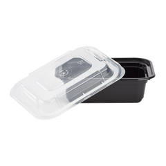 Wholesale 12oz PP Plastic Microwavable Rectangular Food Containers & Lids Black - 150 ct