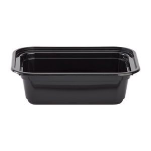 Wholesale 12oz PP Plastic Microwavable Rectangular Food Containers & Lids Black - 150 ct