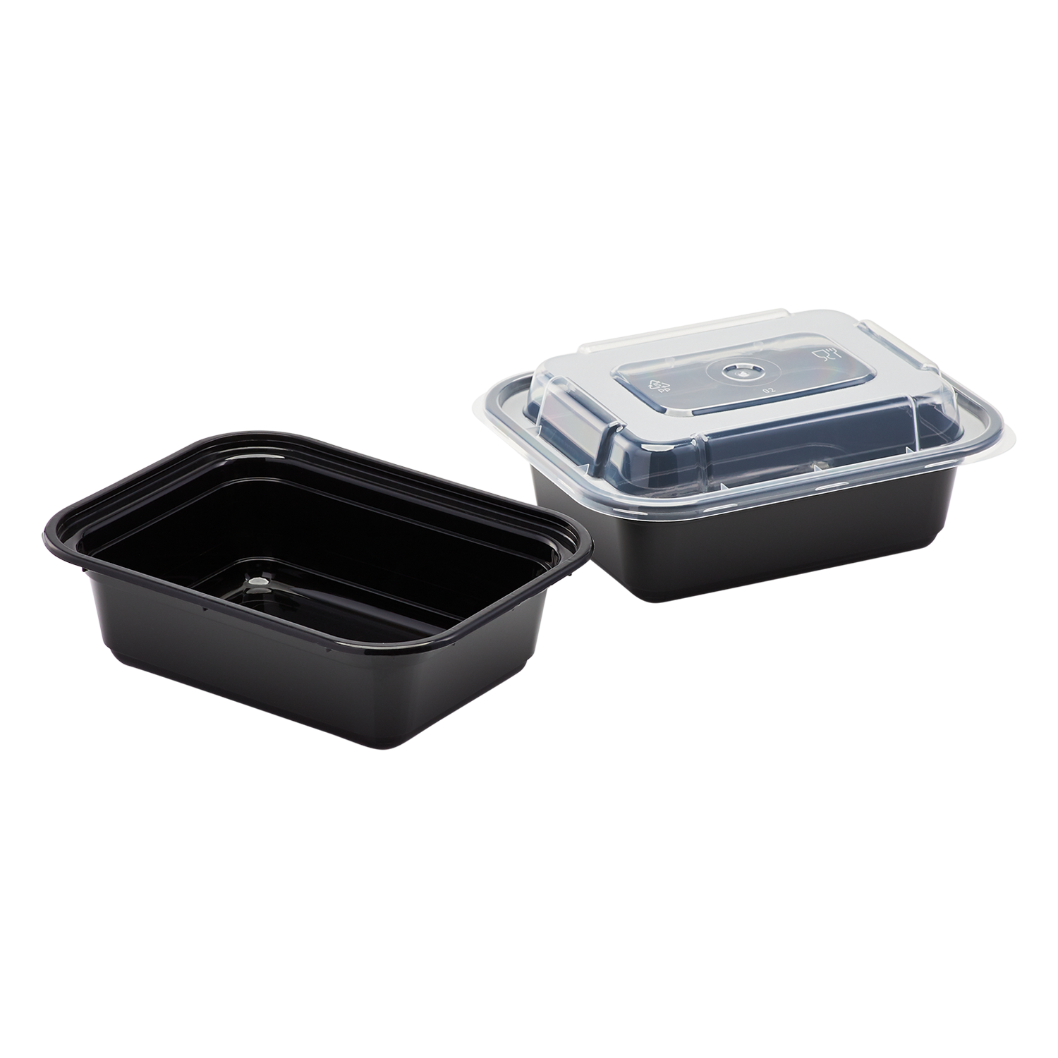 Wholesale 12oz PP Plastic Microwavable Rectangular Food Containers & Lids Black - 150 ct