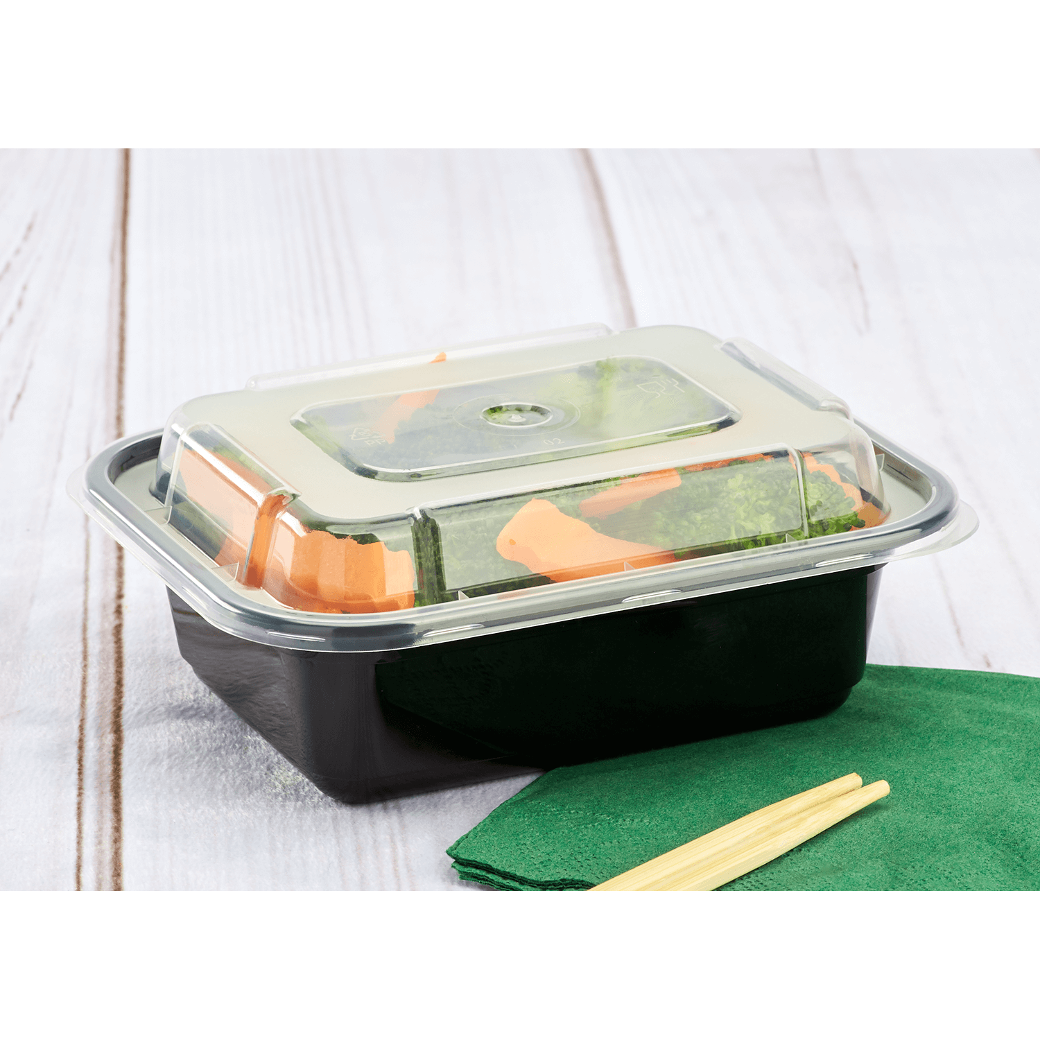 Wholesale 12oz PP Plastic Microwavable Rectangular Food Containers & Lids Black - 150 ct
