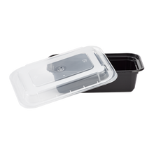 Load image into Gallery viewer, Wholesale 24oz PP Plastic Microwavable Rectangular Food Containers &amp; Lids Black - 150 ct
