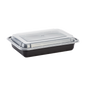 Wholesale 28oz PP Plastic Microwavable Rectangular Food Containers & Lids Black - 150 ct