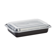 Load image into Gallery viewer, Wholesale 28oz PP Plastic Microwavable Rectangular Food Containers &amp; Lids Black - 150 ct
