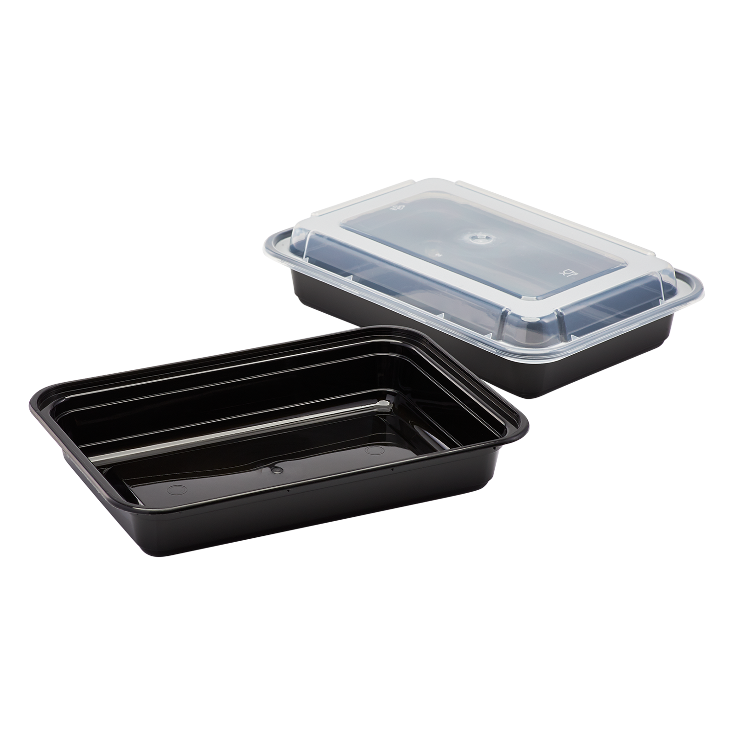 Wholesale 28oz PP Plastic Microwavable Rectangular Food Containers & Lids Black - 150 ct