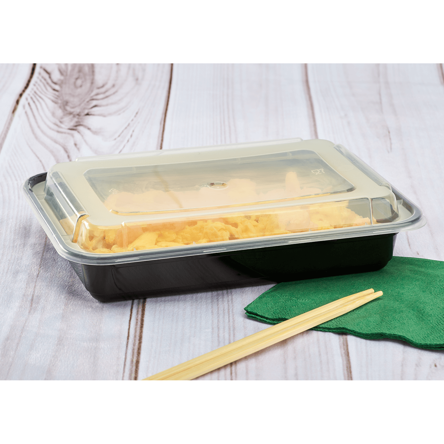 Wholesale 28oz PP Plastic Microwavable Rectangular Food Containers & Lids Black - 150 ct