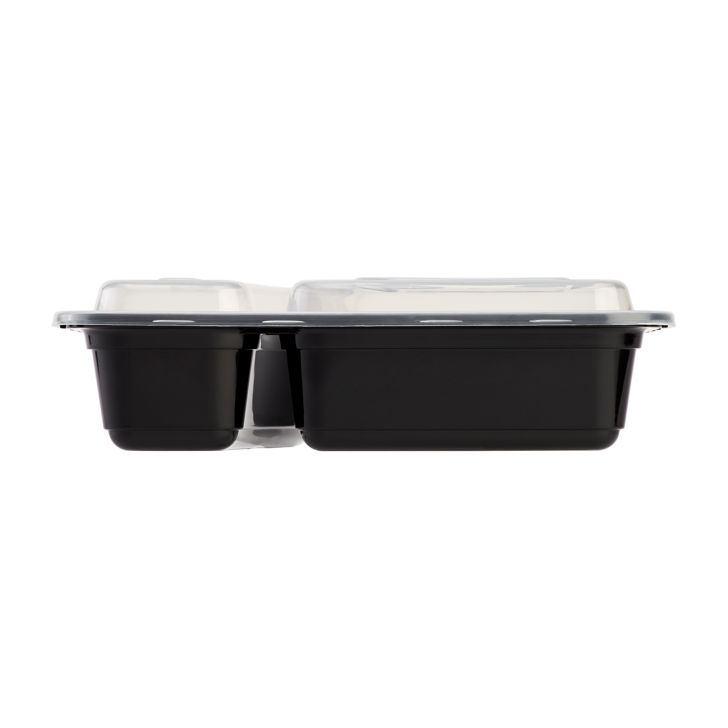 Wholesale 30oz PP Plastic Microwavable Rectangular Food Containers & Lids Black 2 Compartments - 150 ct