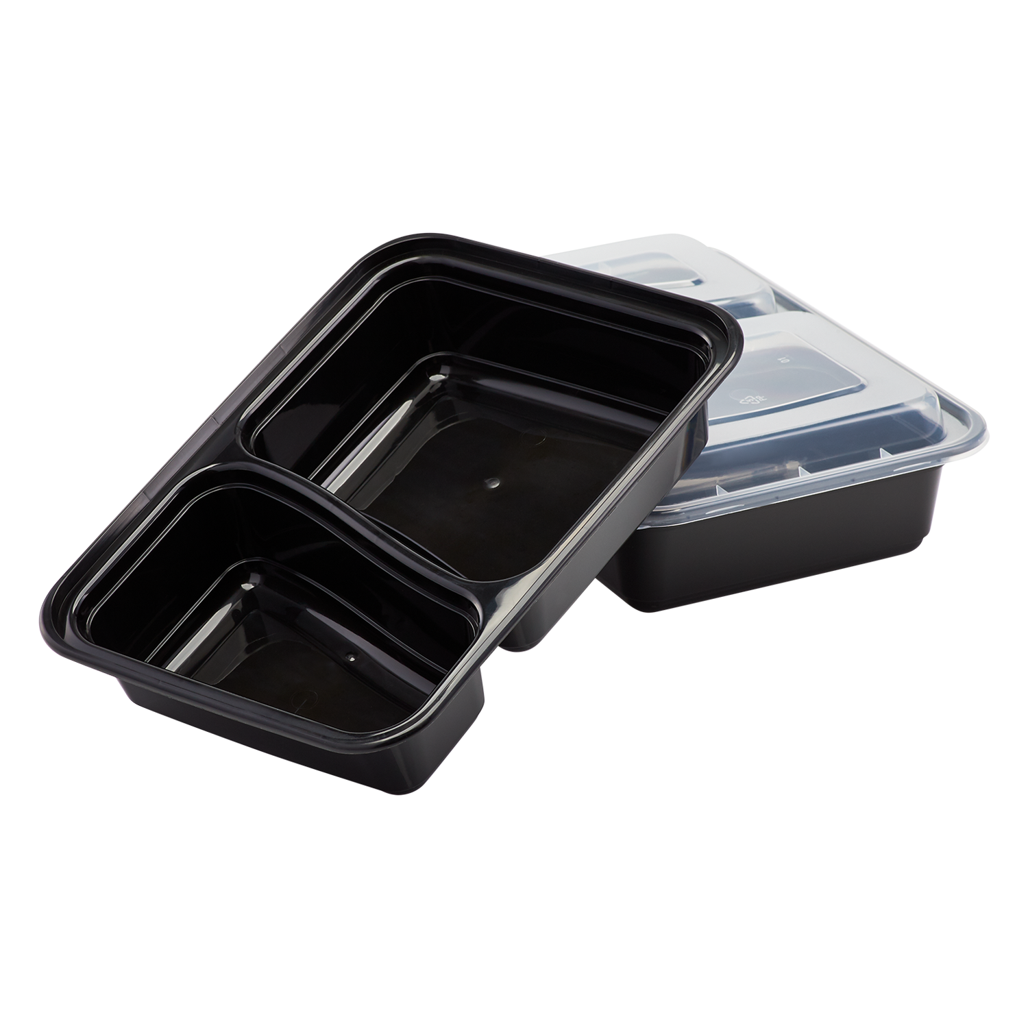 Wholesale 30oz PP Plastic Microwavable Rectangular Food Containers & Lids Black 2 Compartments - 150 ct