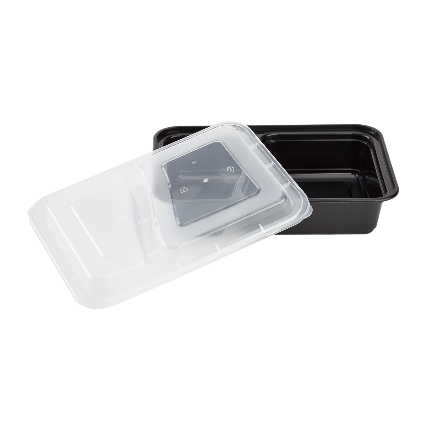 Wholesale 30oz PP Plastic Microwavable Rectangular Food Containers & Lids Black 2 Compartments - 150 ct