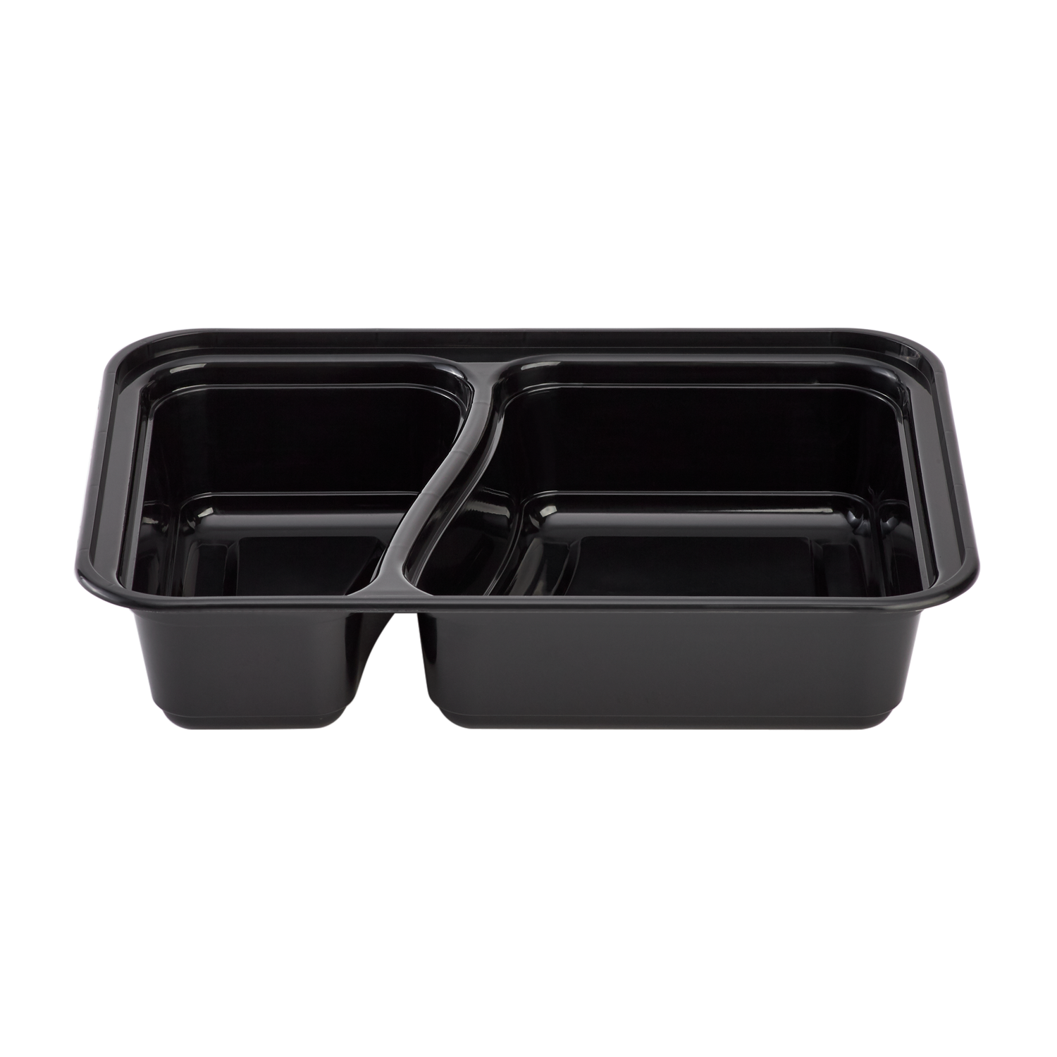 Wholesale 30oz PP Plastic Microwavable Rectangular Food Containers & Lids Black 2 Compartments - 150 ct