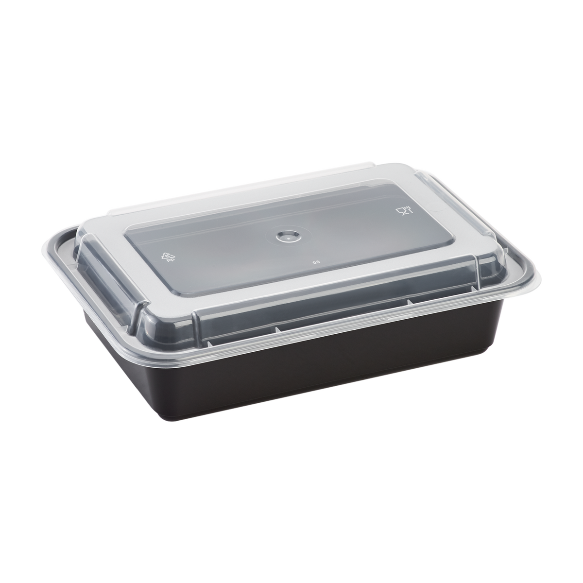 Wholesale 38oz PP Plastic Microwavable Rectangular Food Containers & Lids Black - 150 ct