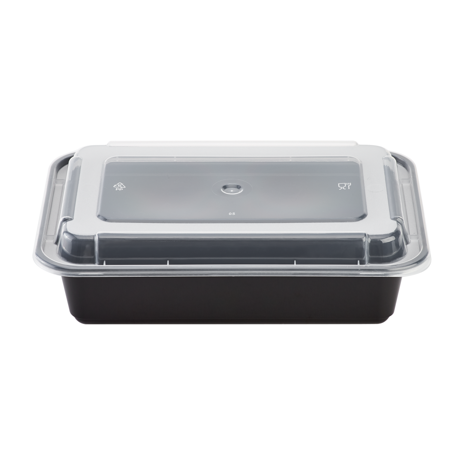 Wholesale 38oz PP Plastic Microwavable Rectangular Food Containers & Lids Black - 150 ct