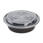 Wholesale 16oz PP Plastic Microwavable Round Food Containers & Lids Black - 150 ct