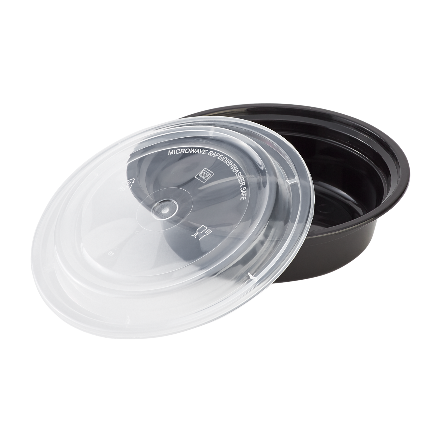 Wholesale 16oz PP Plastic Microwavable Round Food Containers & Lids Black - 150 ct