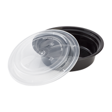 Load image into Gallery viewer, Wholesale 16oz PP Plastic Microwavable Round Food Containers &amp; Lids Black - 150 ct

