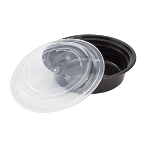 Wholesale 16oz PP Plastic Microwavable Round Food Containers & Lids Black - 150 ct