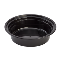 Wholesale 16oz PP Plastic Microwavable Round Food Containers & Lids Black - 150 ct