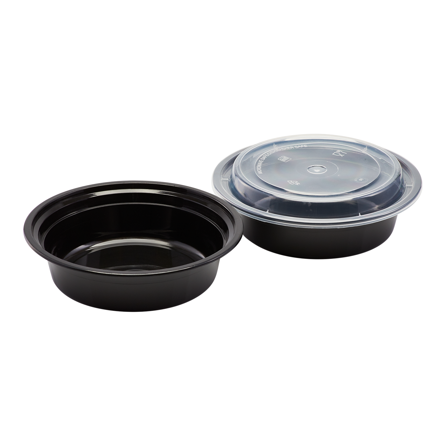 Wholesale 16oz PP Plastic Microwavable Round Food Containers & Lids Black - 150 ct